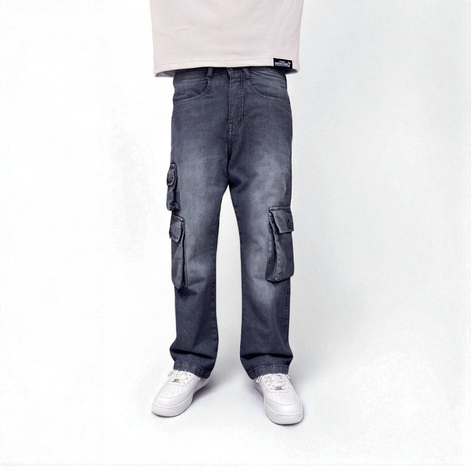 Stone Grey Cargo Jeans
