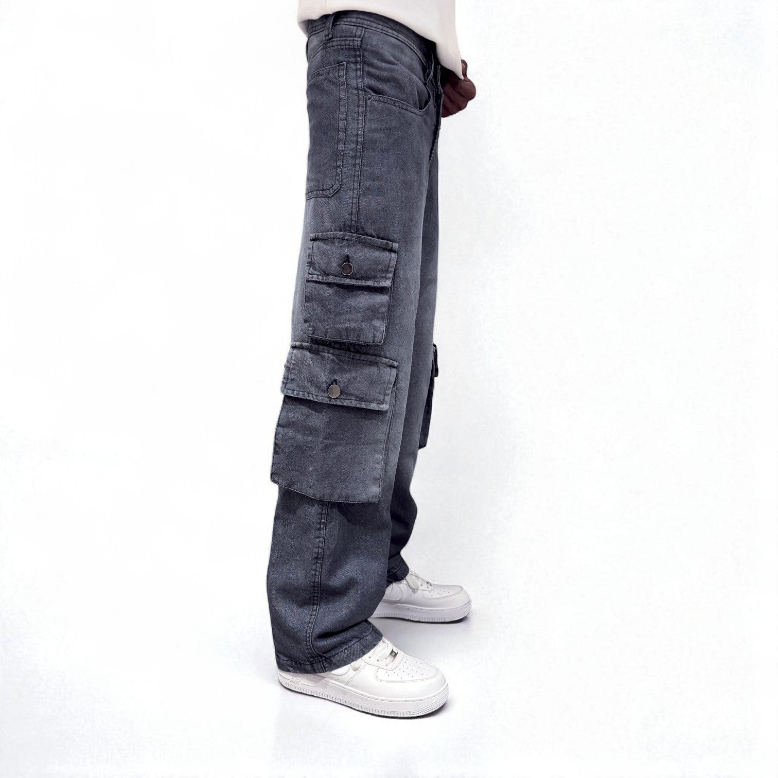 Stone Grey Cargo Jeans